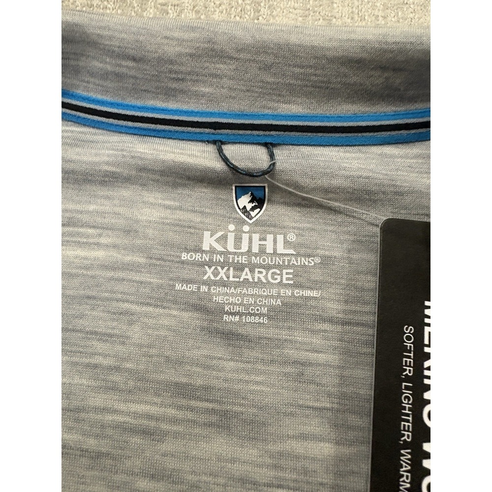 NEW Kuhl Team 1/4 Zip Merino Wool Pullover Sweater Men's XXL 2XL "Ash" Aeroknit - Picture 5 of 12
